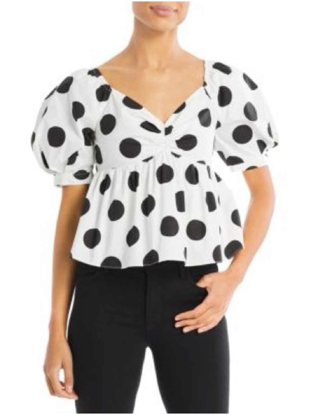 Endless Rose White Blouse with Black Polka Dots